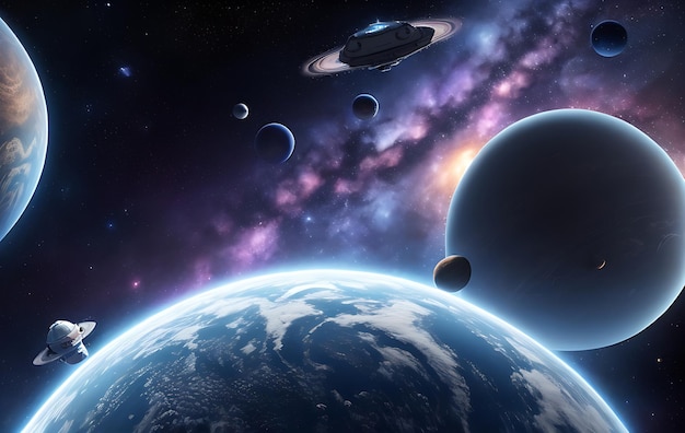 Space Galaxy Planets Stars 4K Ultra HD Wallpaper Stunning Space SciFi Art for Android and Windows