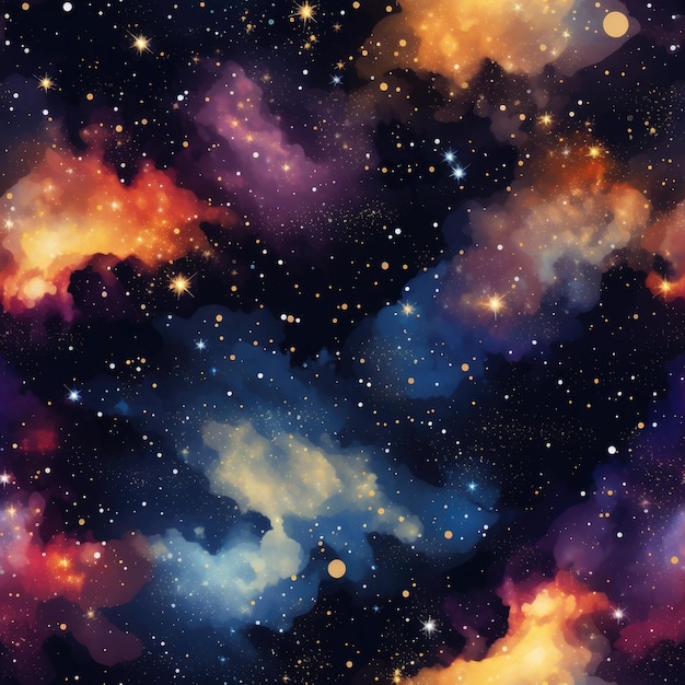 Space galaxy stars seamless pattern