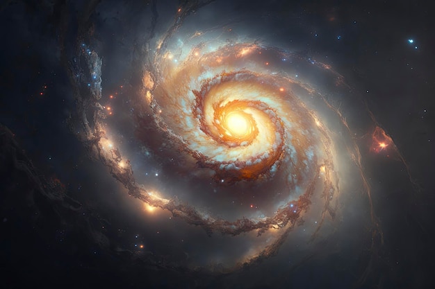 Space galaxy with spiral shape Generative ai