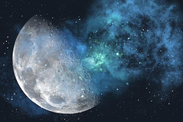 Space Moon and Star Dust Galaxy. Wallpaper and Background.