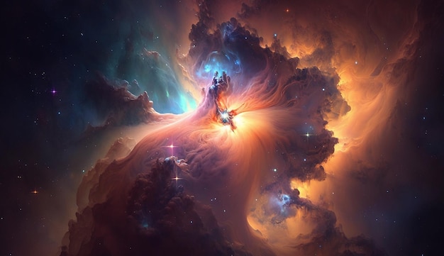 Space nebula 3d illustration shining star wallpaper AI Generated Image