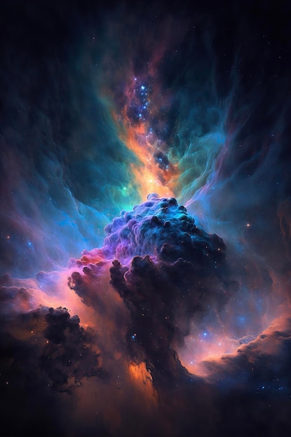 Space nebula colorful abstract backgroundxA