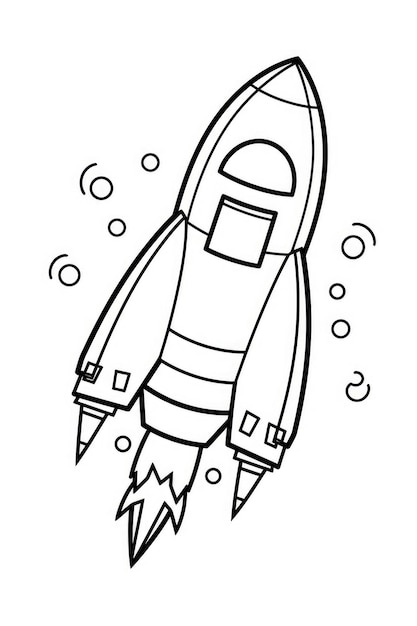 Space rocket coloring page illustration for kids