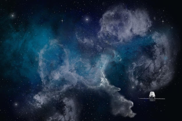 Space Satellite and Nebula Space Galaxy Background