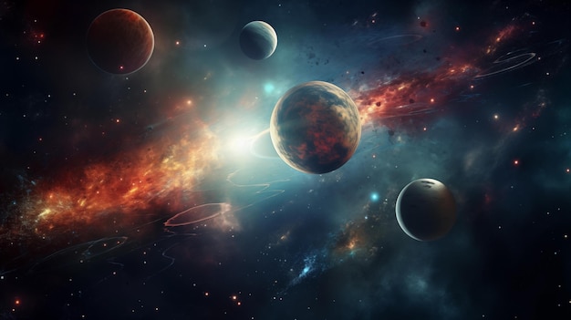 Space Scene background Planets in outer space