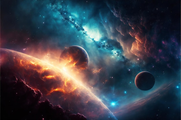 Space scene with stars in the galaxy poetic scenery background