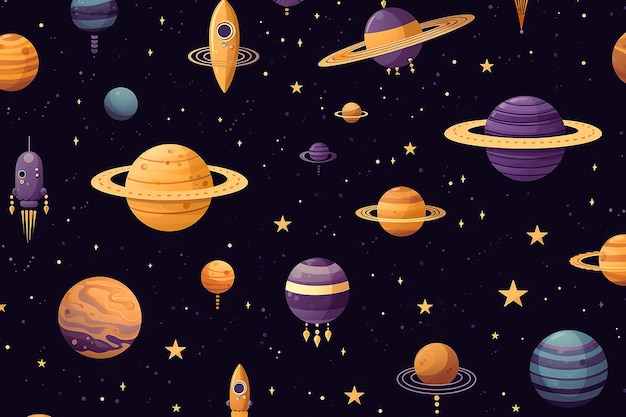 Space seamless pattern wallpaper