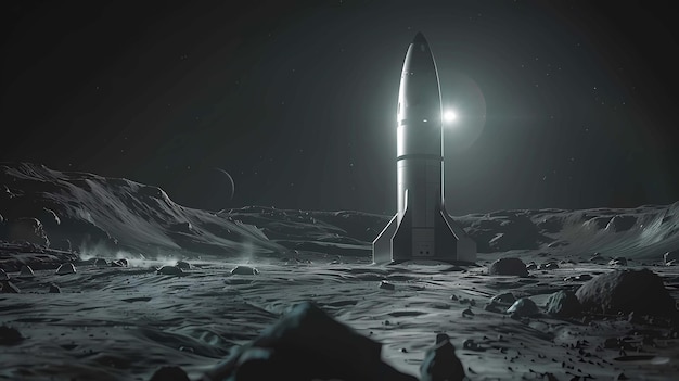 Space ship on the background of the moon Generative AI illustrations