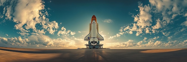 Photo the space shuttle is on the launch pad during a clear day elements of this image furnished by nasa