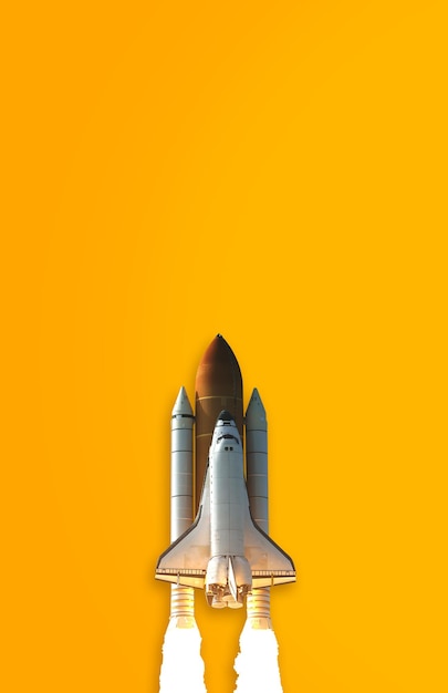 Space Shuttle isolated on yellow background Elements of this image furnished by NASA