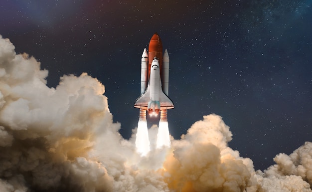 space shuttle launch in the clouds to outer space elements of this image furnished by nasa