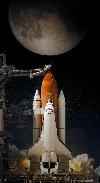 Space Shuttle takes off into space Elements of this image furnished by NASA