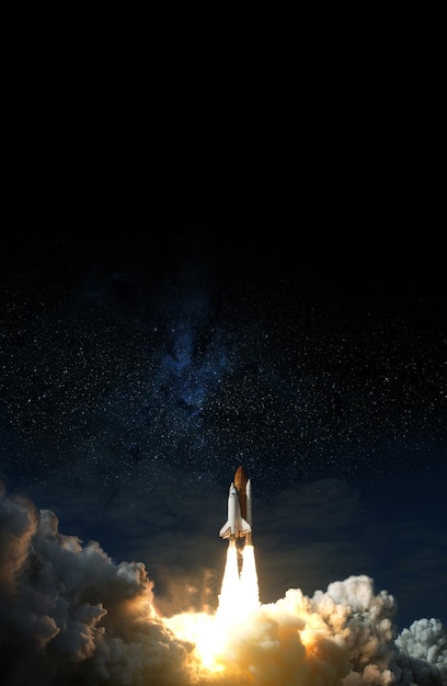 Space Shuttle takes off into space. Elements of this image furnished by NASA.