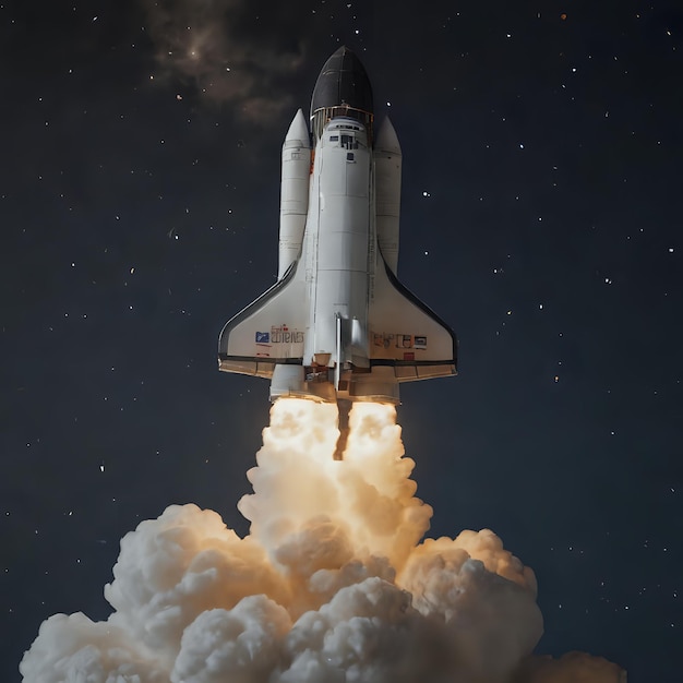 a space shuttle taking off from the launch pad