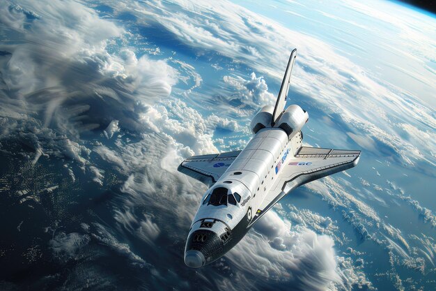 Space shuttle with Earth in background provided by