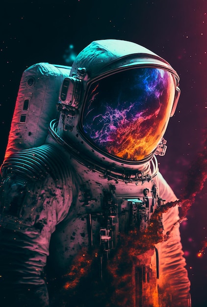 Space suits isolated on space background Ai generated