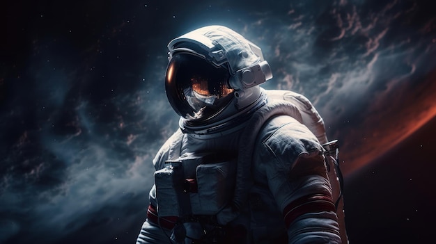 Space suits isolated on space background Ai generated