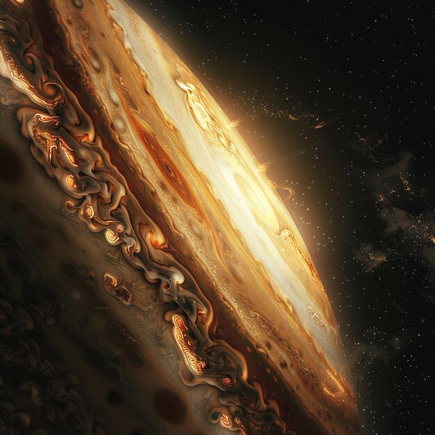 Photo a space test dropping into the spinning surges of jupiter imparting data back to earth