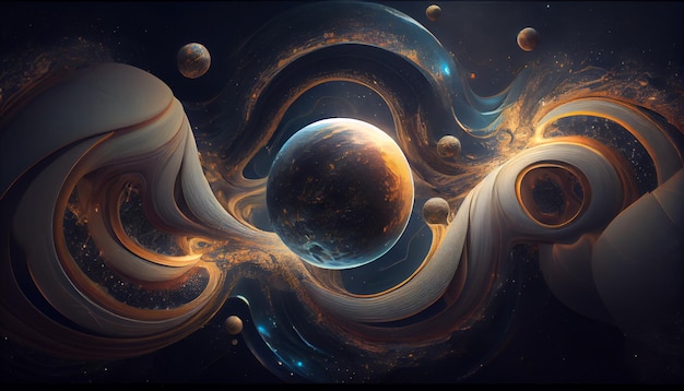 A space wallpaper with planets and stars.