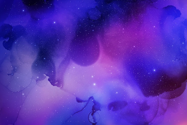 Space watercolor colorful background with nebula and shining stars