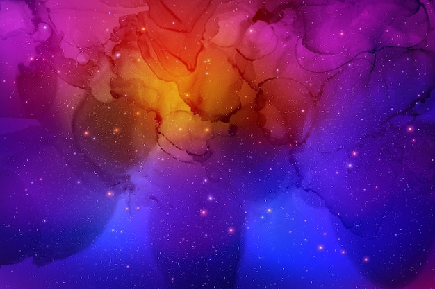 Space watercolor colorful background with nebula and shining stars