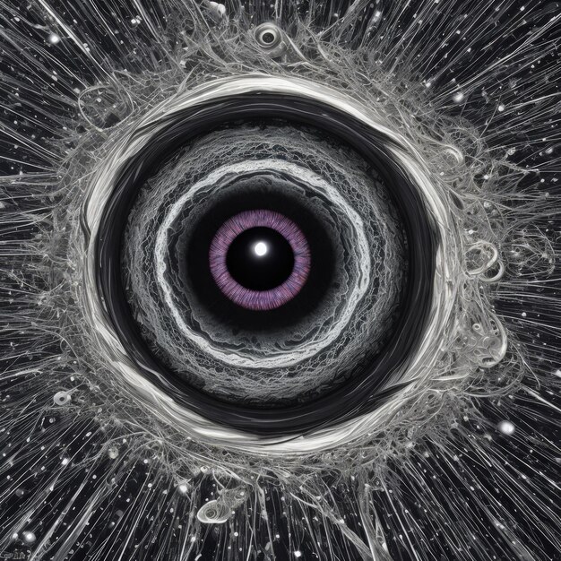 Photo a space with a black hole and a purple center that has a purple center