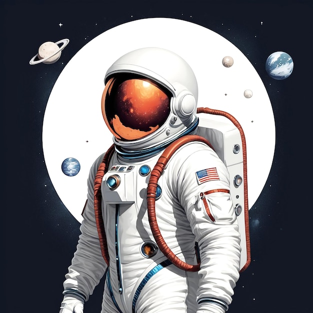 Spaceman Illustration With White Background