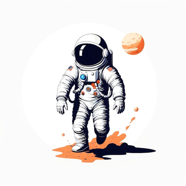 Spaceman Illustration With White Background