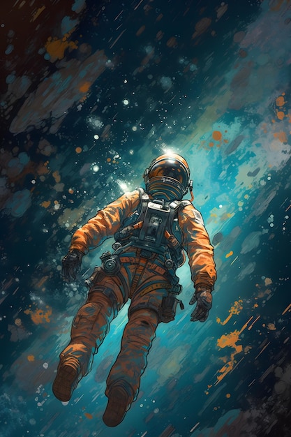 A spaceman in a space suit