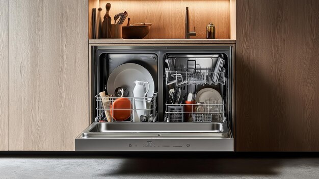 SpaceSaving Kitchen Design with Compact Dishwasher for Apartments