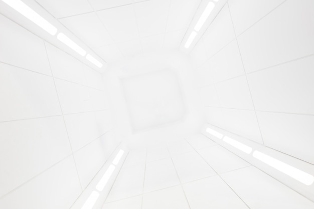 Spaceship interior center view with bright white texture