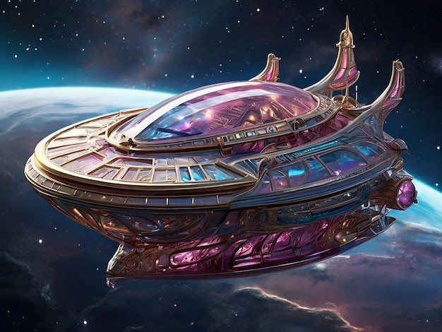 a spaceship with a space ship on the top