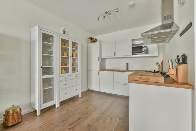 Spacious bright kitchen with dining area