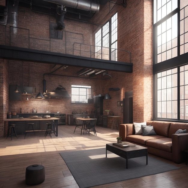 A spacious loft apartment with industrial elements exposed brick luxury design home