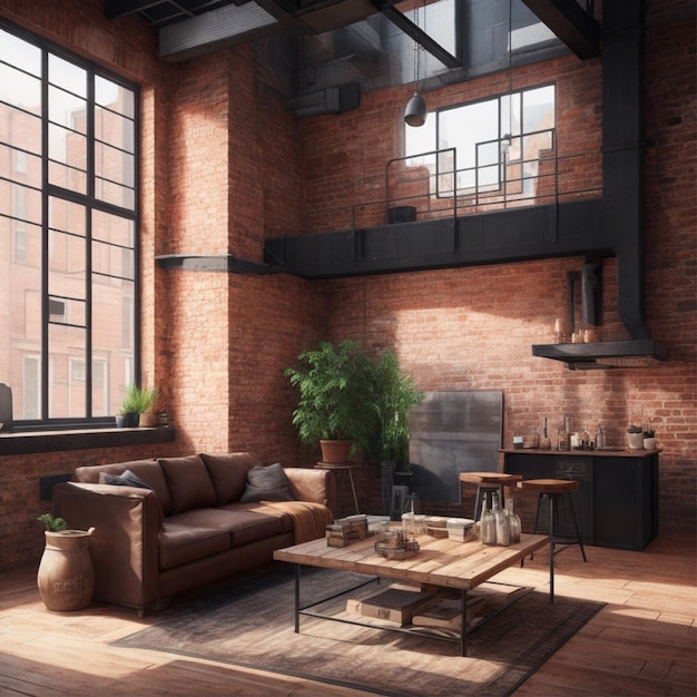 A spacious loft apartment with industrial elements exposed brick luxury design home