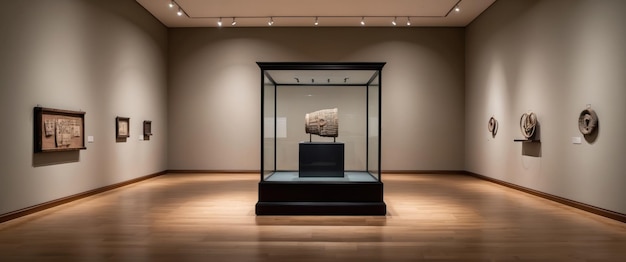 Photo a spacious minimalist exhibition room showcasing a single historical artifact