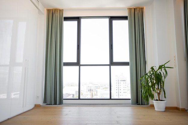 spacious panoramic window in the apartment