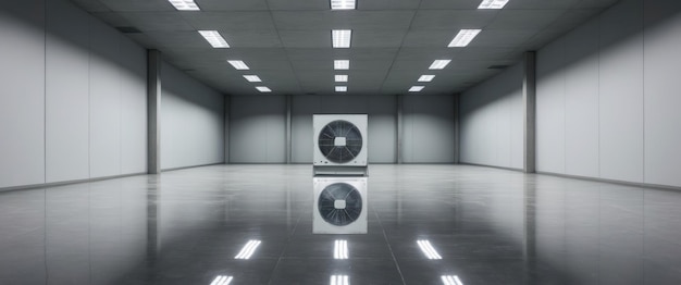 Photo spacious vacant server room with high ceilings emphasizing modern technology