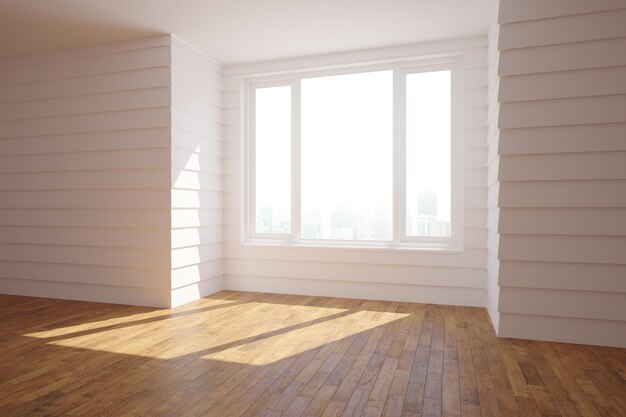 Spacious white interior with sunlight