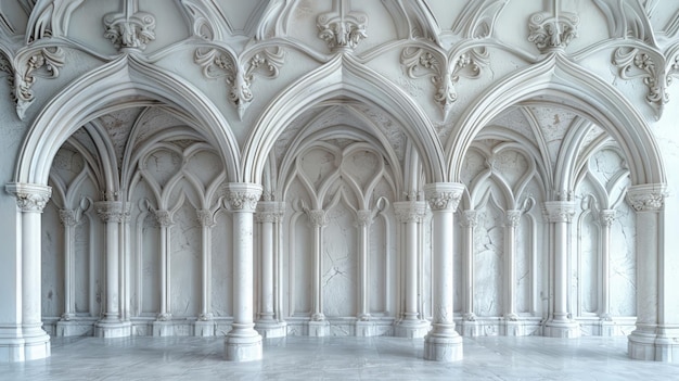 Spacious White Room With Arches and Pillars