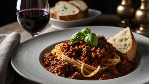 Photo spaghetti bolognese with rich meat sauce