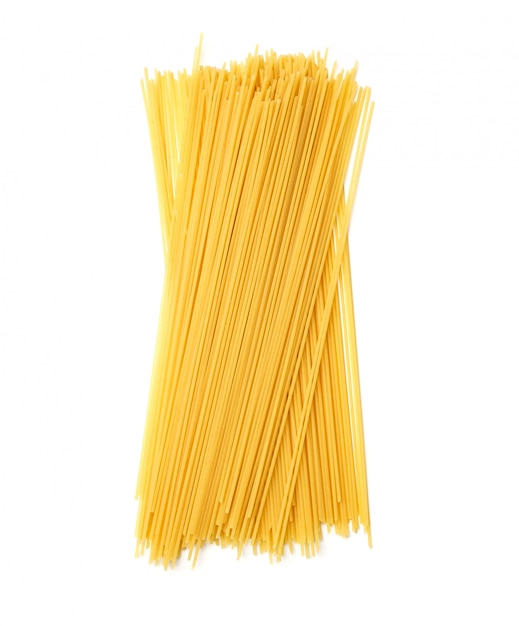 Spaghetti on isolated white background. Top view