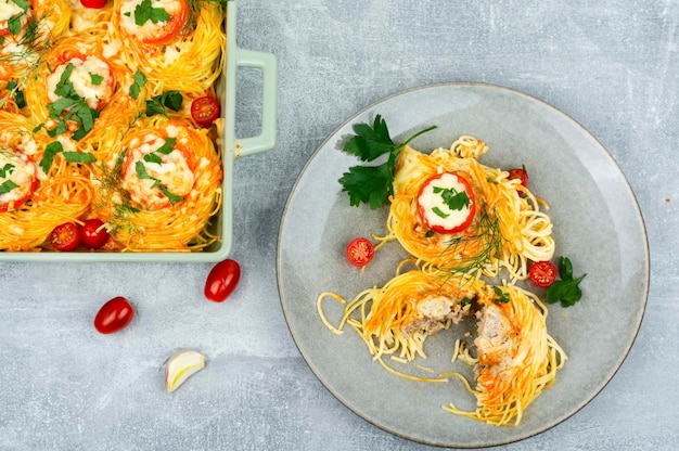 Spaghetti nest appetizers