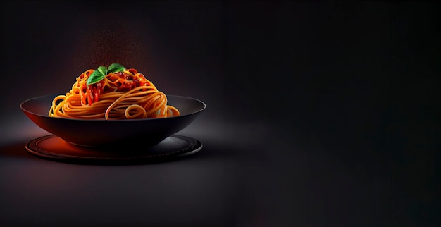 spaghetti in the solid plate realistic 3D, product showcase for food photography