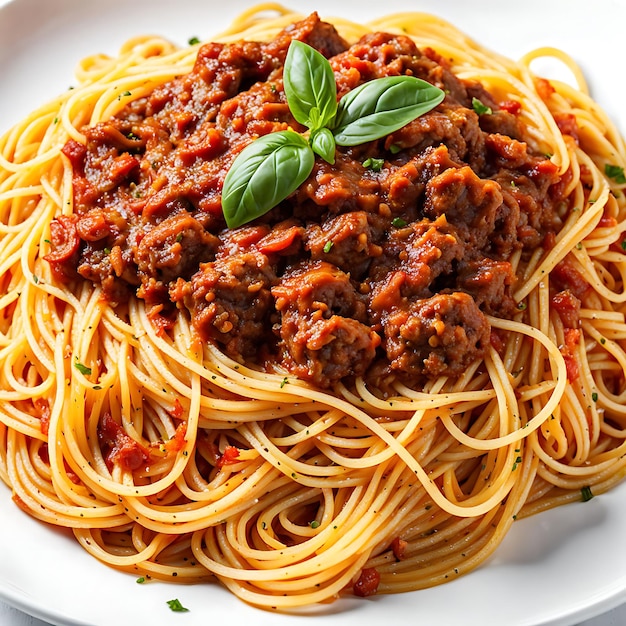 Spaghetti with Bolognese Sauce and Fresh Basil