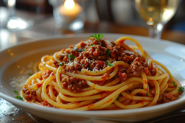 Spaghetti with Meat Sauce a Traditional Dish