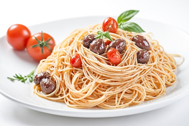 Spaghetti with Olives and Cherry Tomatoes