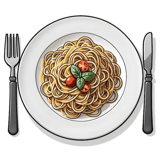 Photo spaghetti with tomato and basil on a plate