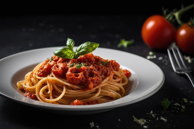 Spaghetti with Tomato Sauce and Basil