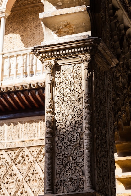 Spain, Andalusia Region. Detail of Alcazar Royal Palace in Seville.